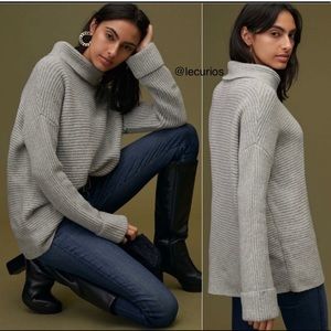 NWT Anthropologie Soft Cowl Neck Sweater. Size Large. Gray color